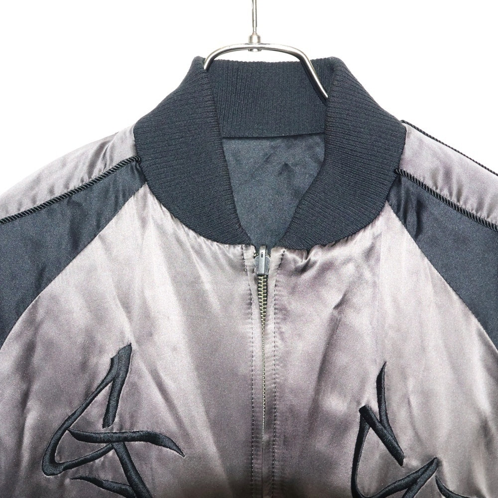 GOODENOUGH(グッドイナフ) 00S VINTAGE ヴィンテージ 両面刺繍 シルクレーヨンリバーシブルスカジャン ジップアップブルゾン ブラウン/ブラック