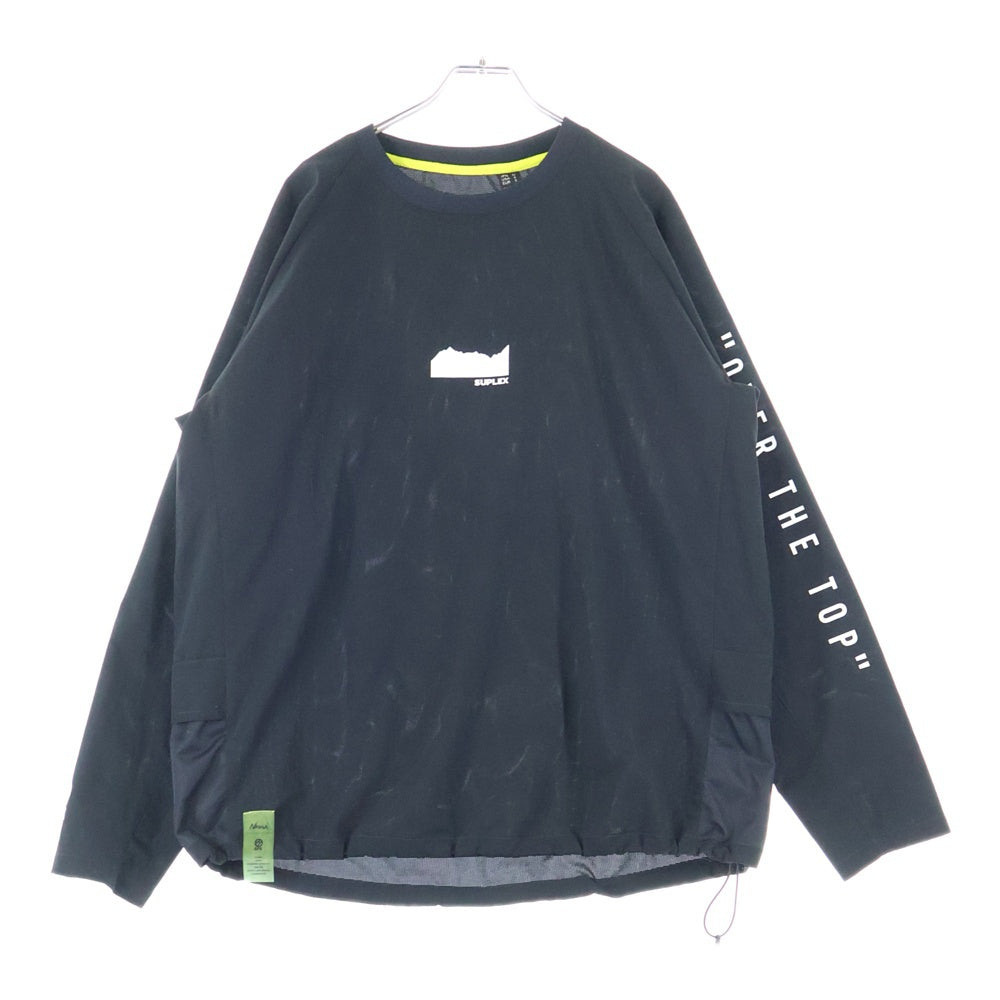 NANGA(ナンガ) LONG SLEEVE TEE 両面プリント ロング スリーブ クルーネック長袖Tシャツ カットソー ブラック NAG-F24-SUPLEX-SH01