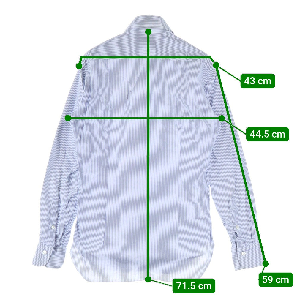 BARBA NAPOLI(バルバ ナポリ) ストライプ ロングスリーブ コットンシャツ ブルー/ホワイト K1U10H476705