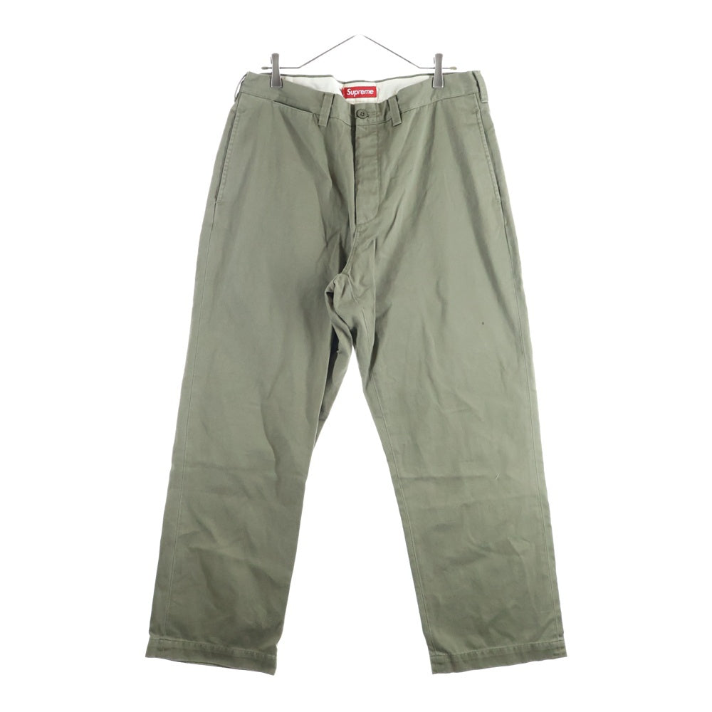 SUPREME(シュプリーム) 23AW Chino Pant ピンナップガール刺繍 チノ ワークパンツ カーキグリーン