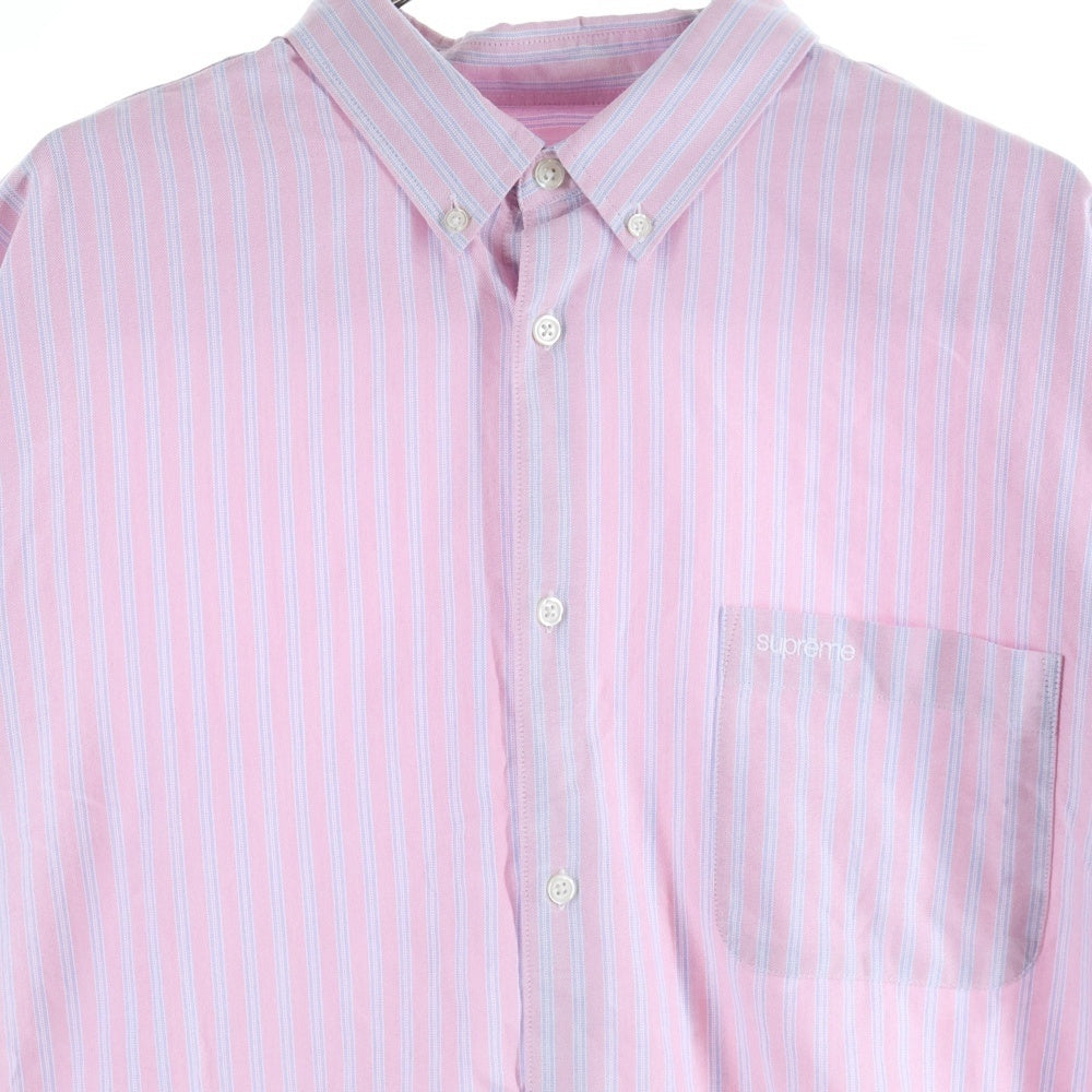 SUPREME(シュプリーム) 25SS Loose Fit Oxford S/S Shirt Pink Stripe ルーズフィット オックスフォード ピンクストライプ ボタンダウン 半袖シャツ ピンク