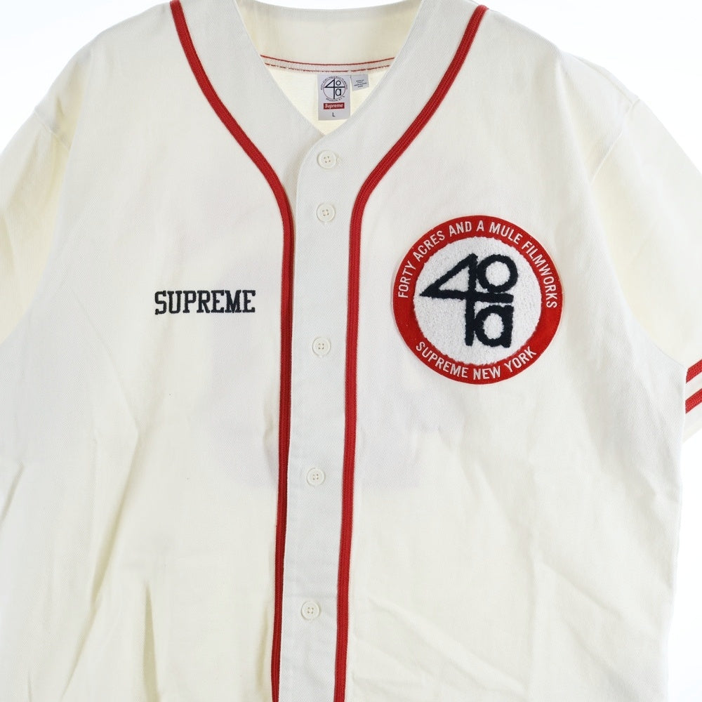 SUPREME(シュプリーム) 25SS ×40 Acres Twill Baseball Jersey 40エイカーズ ツイル ベースボールジャージー 半袖シャツ アイボリー/レッド
