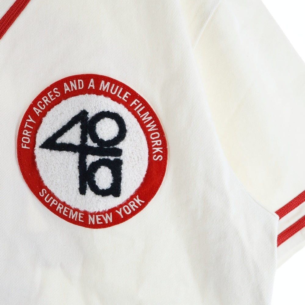 SUPREME(シュプリーム) 25SS ×40 Acres Twill Baseball Jersey 40エイカーズ ツイル ベースボールジャージー 半袖シャツ アイボリー/レッド