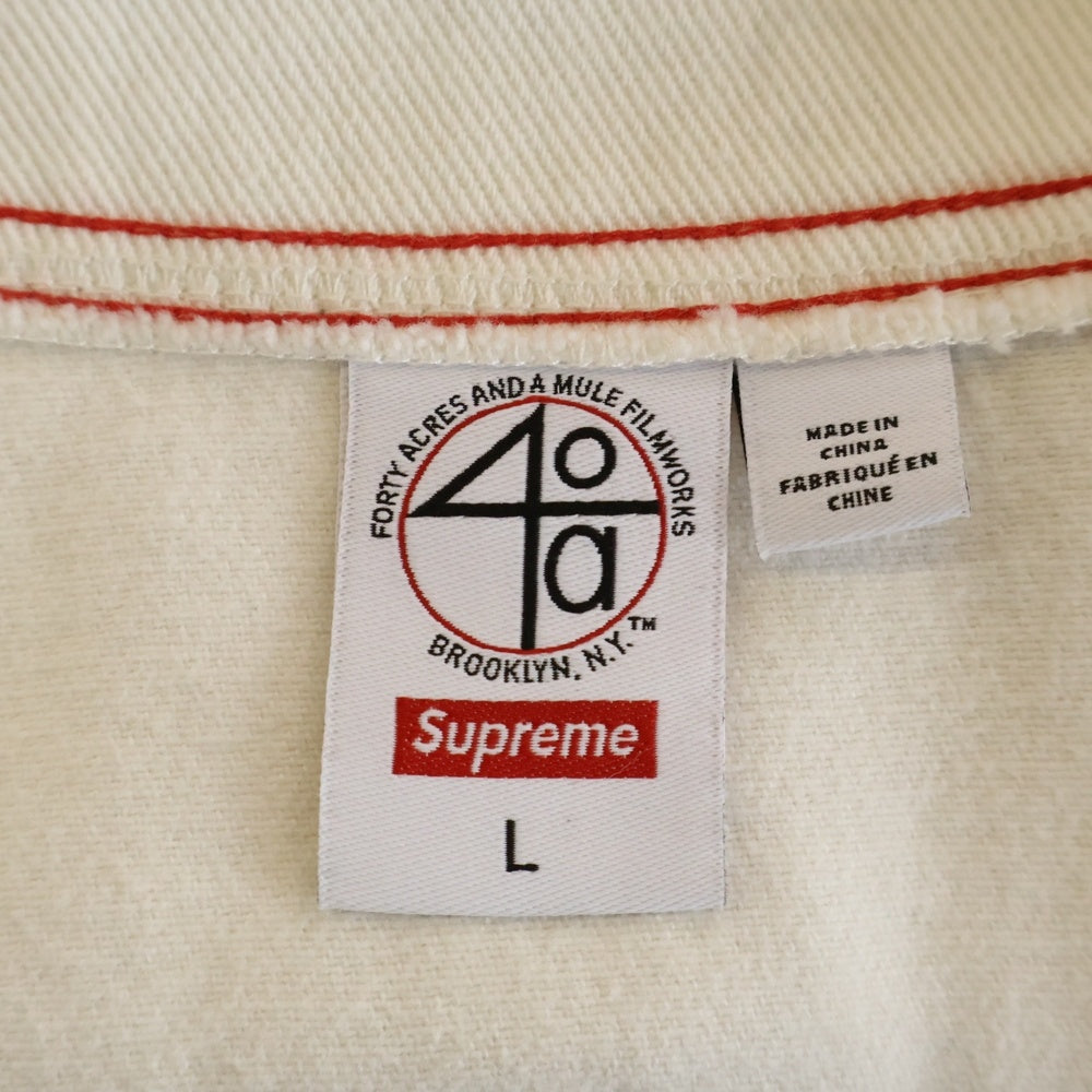 SUPREME(シュプリーム) 25SS ×40 Acres Twill Baseball Jersey 40エイカーズ ツイル ベースボールジャージー 半袖シャツ アイボリー/レッド