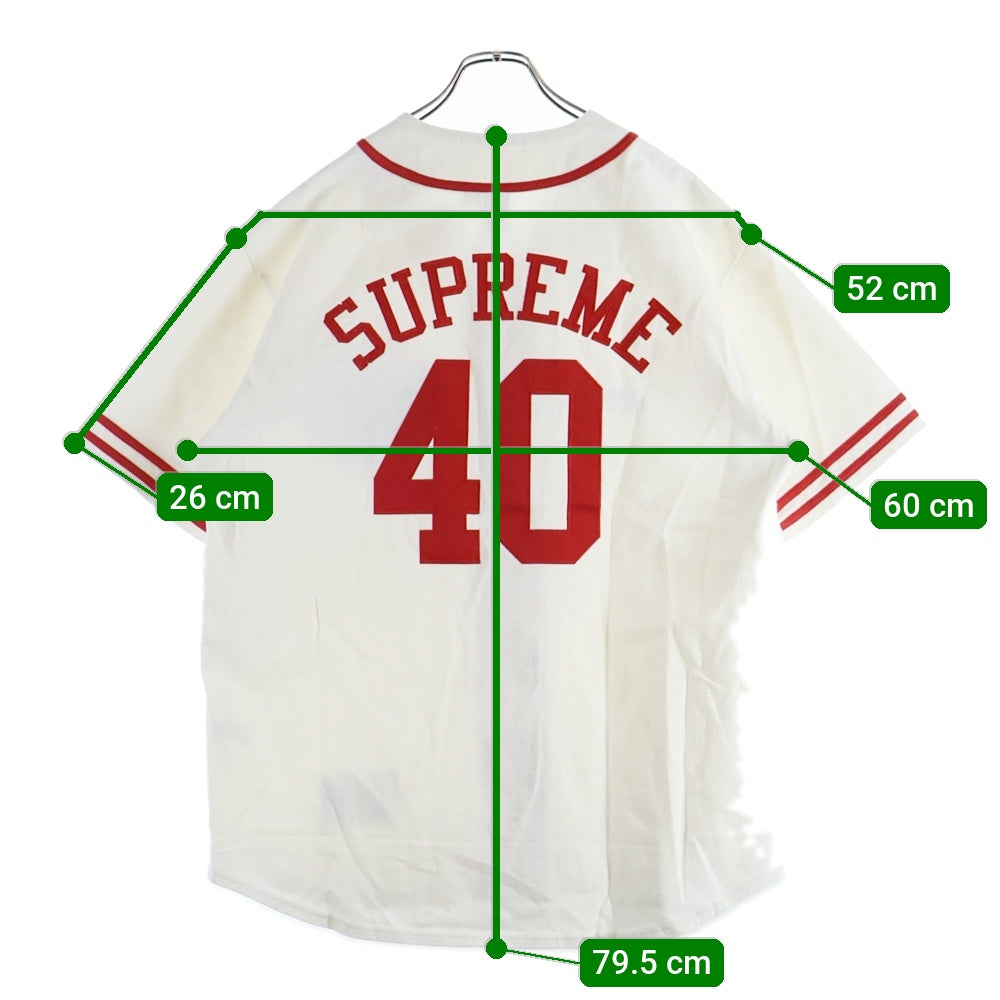 SUPREME(シュプリーム) 25SS ×40 Acres Twill Baseball Jersey 40エイカーズ ツイル ベースボールジャージー 半袖シャツ アイボリー/レッド