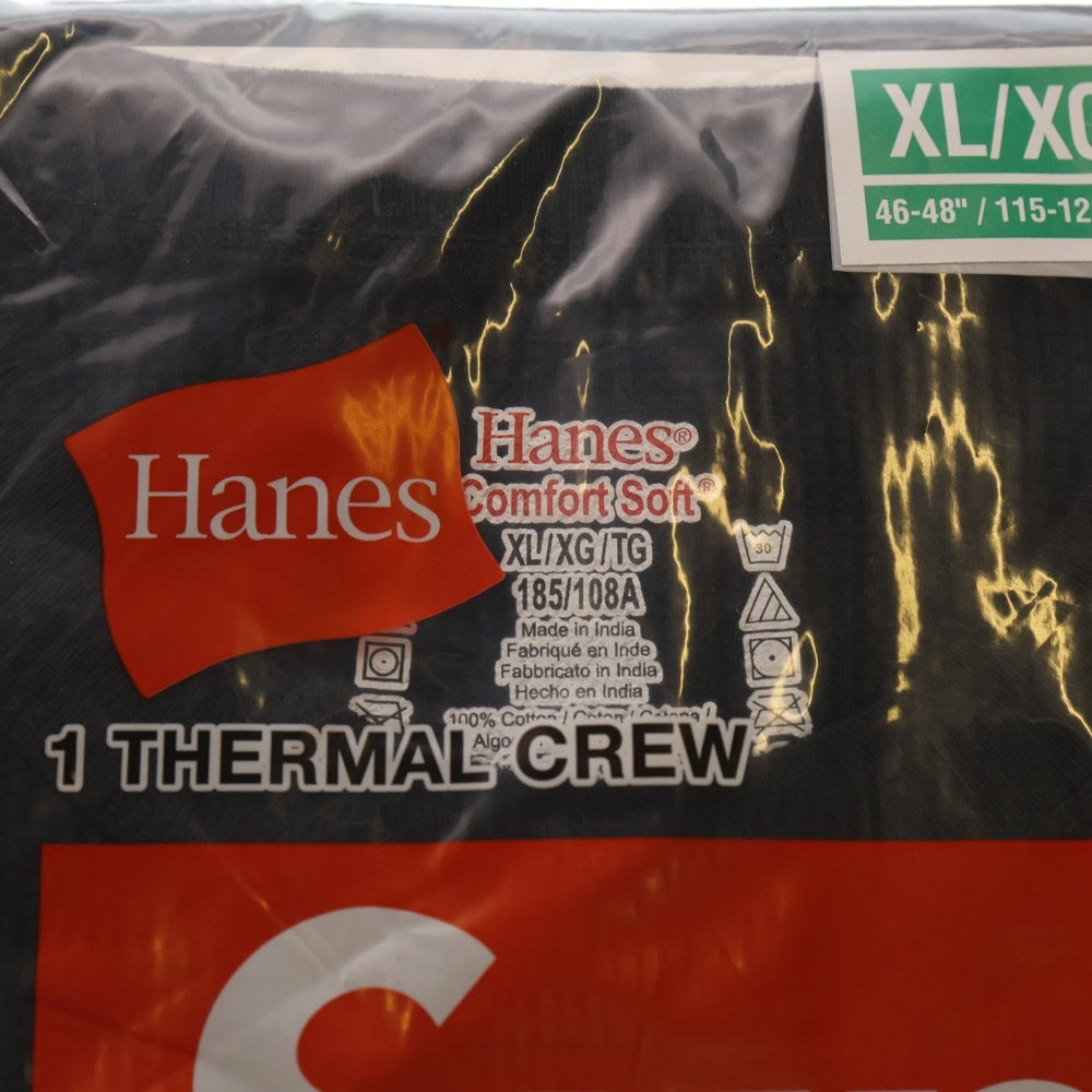 SUPREME(シュプリーム) 21AW Hanes Bones Thermal Crew 1 Pack ヘインズ ボーンプリント サーマル クルーネック 長袖Tシャツ カットソー ブラック