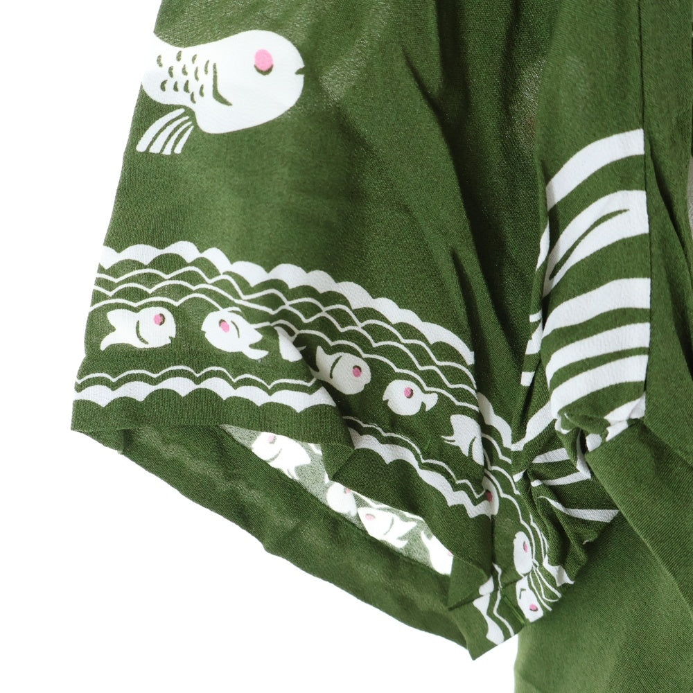 NEIGHBORHOOD(ネイバーフッド) 18SS OTHA FISH.ALOHA/R-SHIRT.SS アザフィッシュ総柄 半袖レーヨンアロハシャツ グリーン/ホワイト