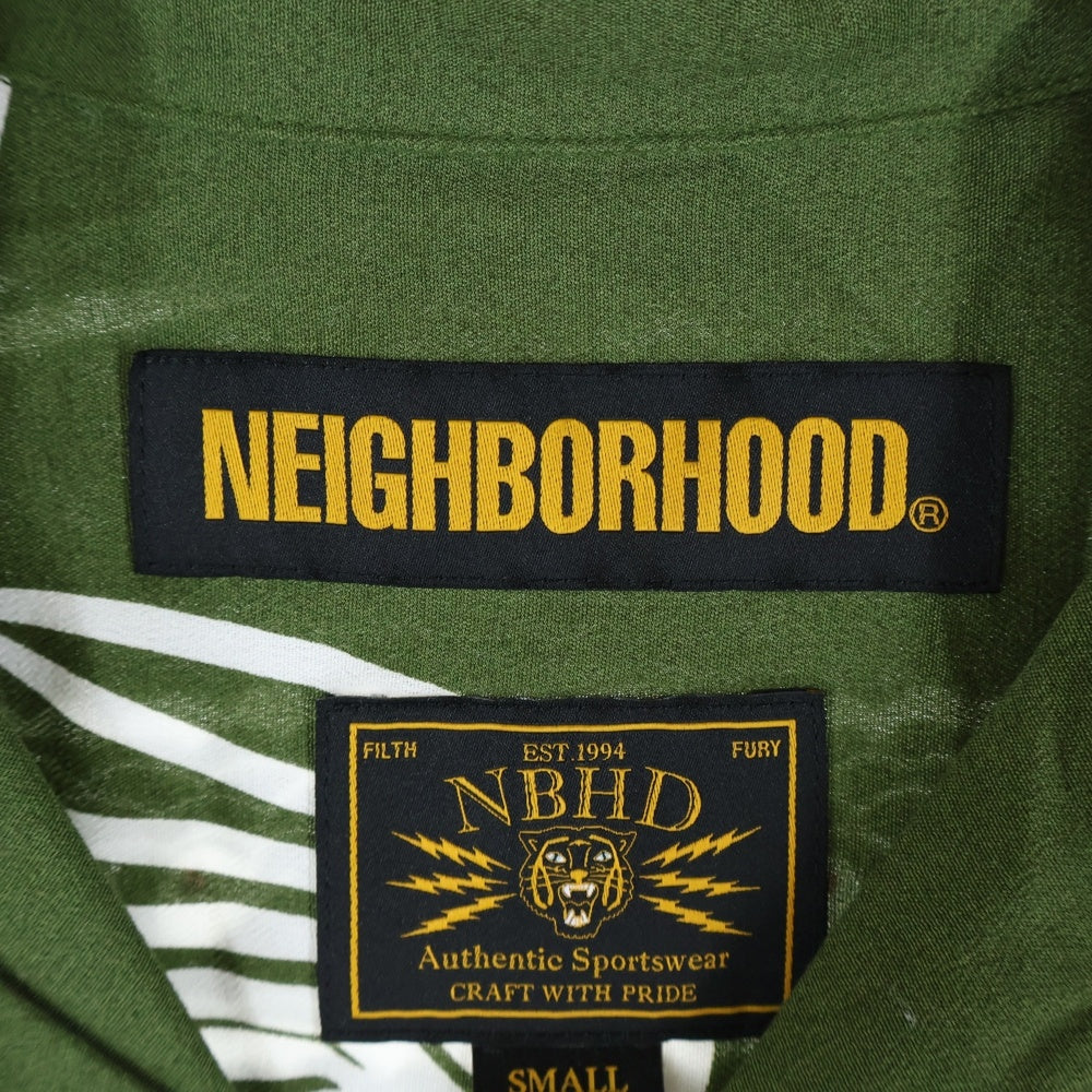 NEIGHBORHOOD(ネイバーフッド) 18SS OTHA FISH.ALOHA/R-SHIRT.SS アザフィッシュ総柄 半袖レーヨンアロハシャツ グリーン/ホワイト