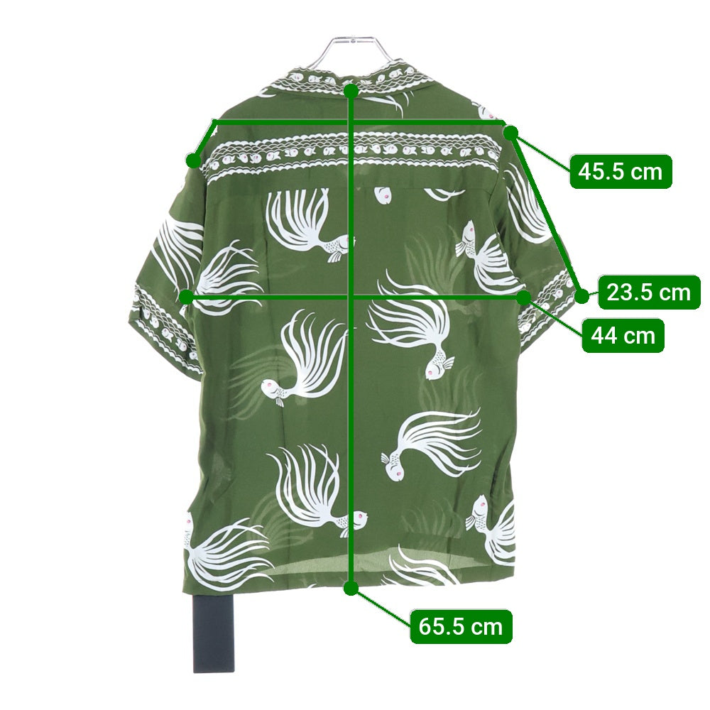 NEIGHBORHOOD(ネイバーフッド) 18SS OTHA FISH.ALOHA/R-SHIRT.SS アザフィッシュ総柄 半袖レーヨンアロハシャツ グリーン/ホワイト