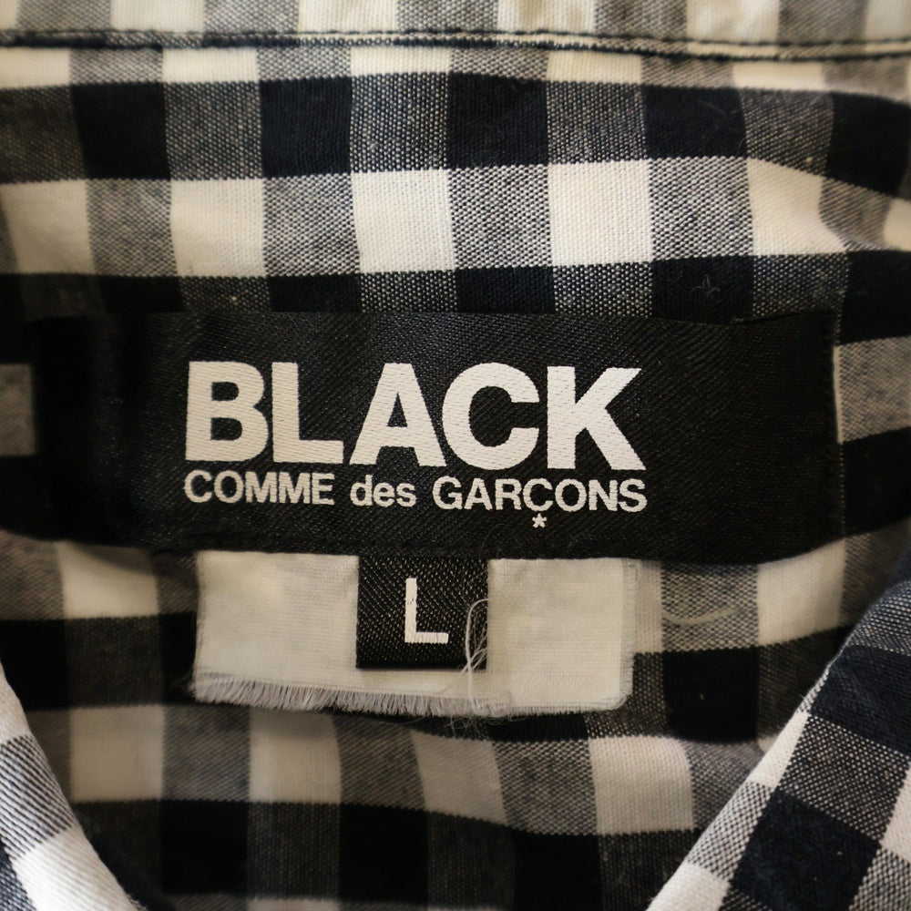 BLACK COMME des GARCONS(ブラックコムデギャルソン) 12AW AD2012 パッチワーク切替 長袖ギンガムチェックシャツ ブラック/ホワイト 1J-B011