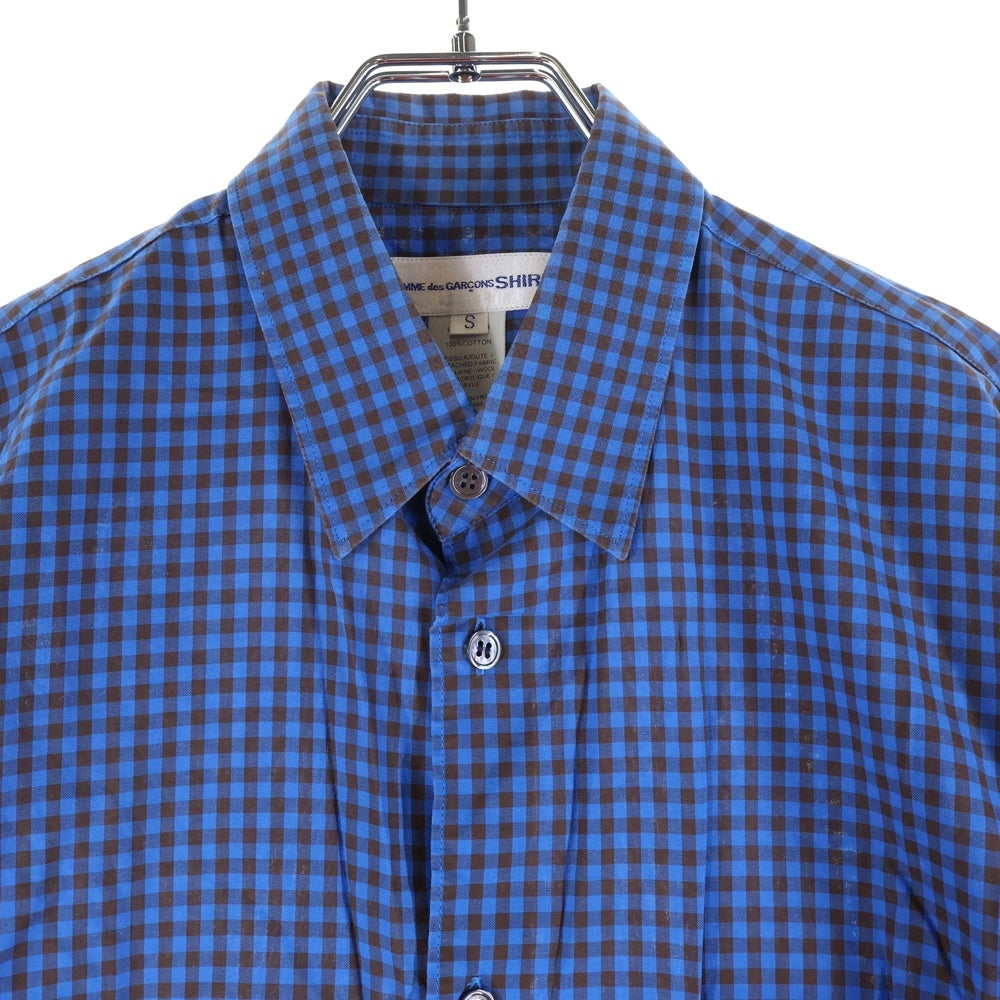 COMME des GARCONS SHIRT(コムデギャルソンシャツ) 10SS オンブレチェック デザインポケット 長袖シャツ ブルー S18033