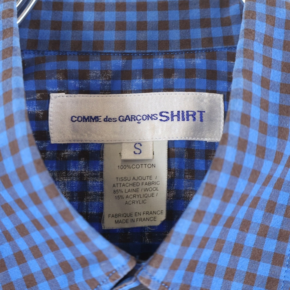 COMME des GARCONS SHIRT(コムデギャルソンシャツ) 10SS オンブレチェック デザインポケット 長袖シャツ ブルー S18033