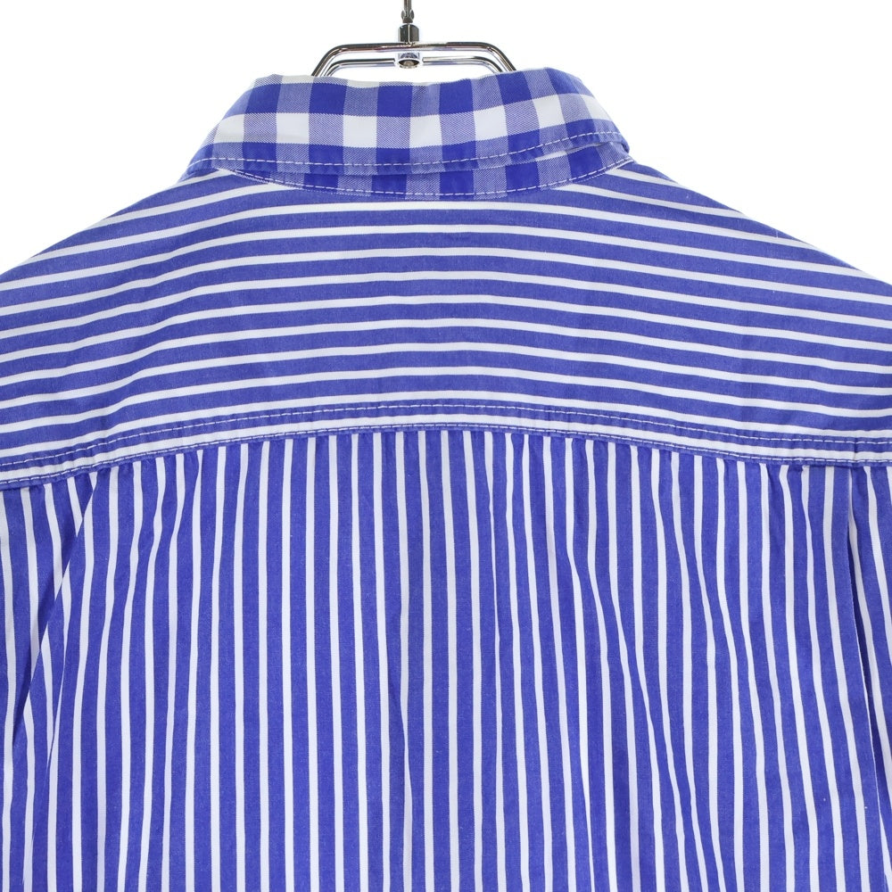 COMME des GARCONS HOMME(コムデギャルソンオム) 09AW AD2009 チェック ストライプ 切替 長袖シャツ ブルー HD-B106
