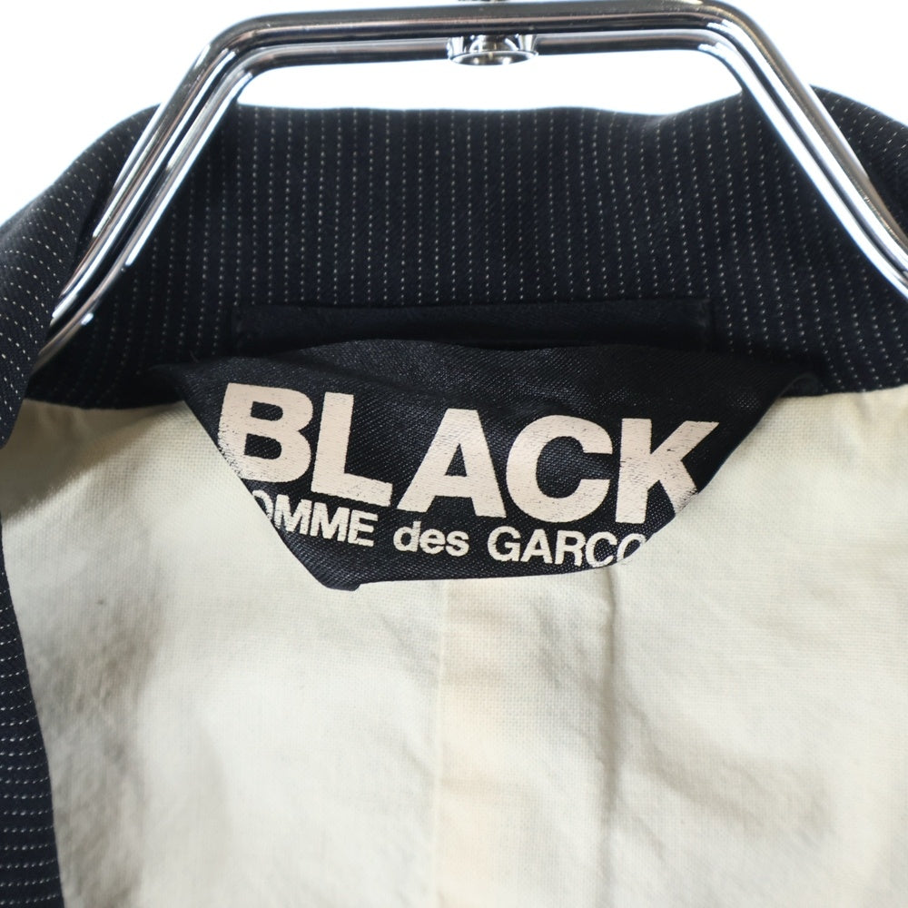 BLACK COMME des GARCONS(ブラックコムデギャルソン) 11AW AD2011 レーヨン混 マイクロストライプ 3B シングルテーラードジャケット スラックスパンツ セットアップ ブラック 1H-J206/1H-P206
