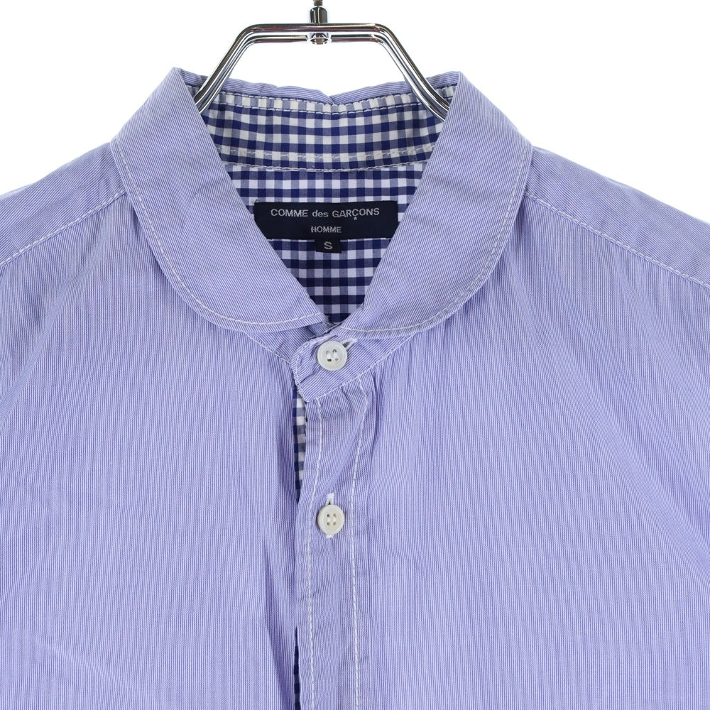 COMME des GARCONS HOMME(コムデギャルソンオム) 11SS AD2010 ラウンドカラー 半袖シャツ ブルー HG-B030