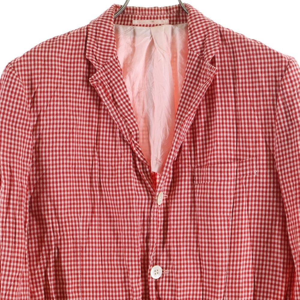 COMME des GARCONS HOMME(コムデギャルソンオム) 08SS AD2007 リネン混 チェック 3B テーラードジャケット レッド HA-J054