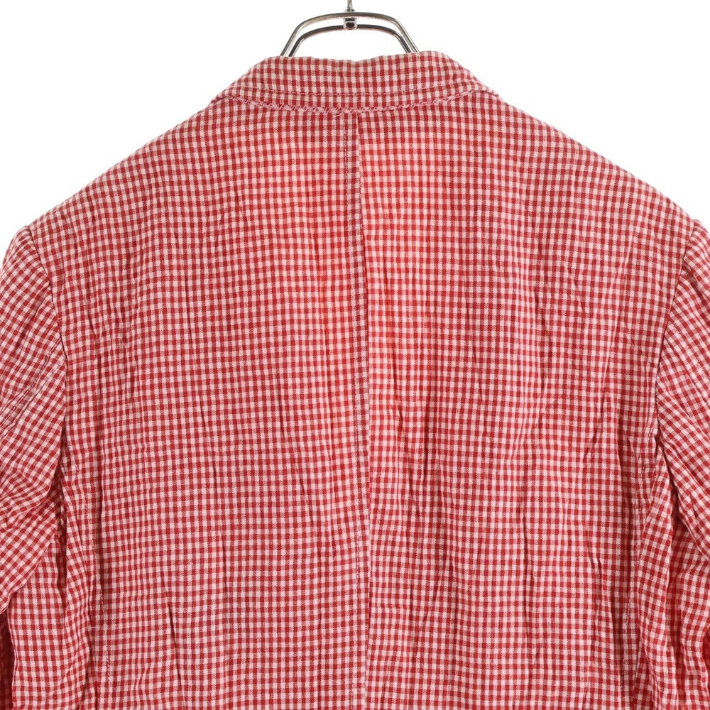 COMME des GARCONS HOMME(コムデギャルソンオム) 08SS AD2007 リネン混 チェック 3B テーラードジャケット レッド HA-J054