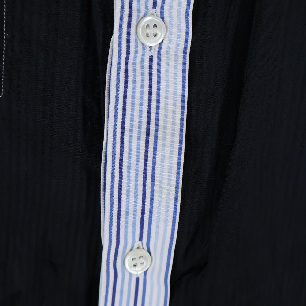 COMME des GARCONS SHIRT(コムデギャルソンシャツ) 02AW コットン レーヨンスイッチング ストライプ 長袖シャツ ブルー/ブラック W10056