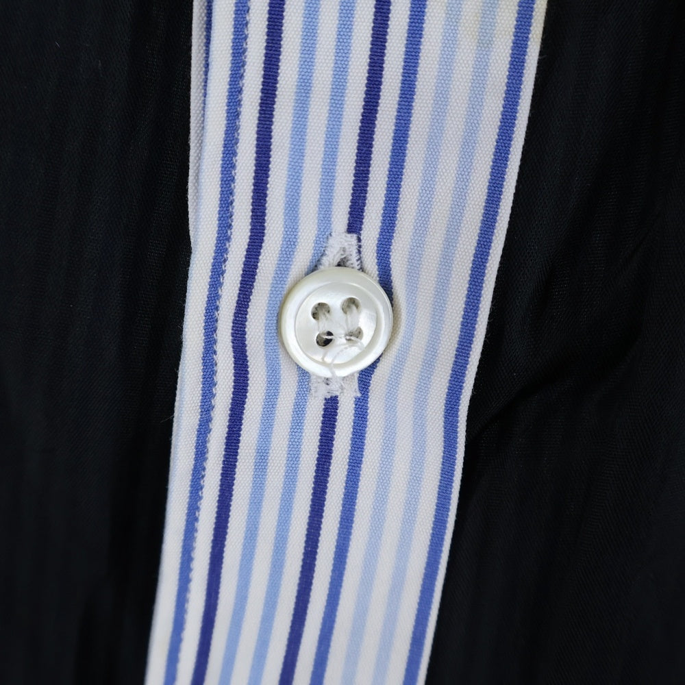 COMME des GARCONS SHIRT(コムデギャルソンシャツ) 02AW コットン レーヨンスイッチング ストライプ 長袖シャツ ブルー/ブラック W10056