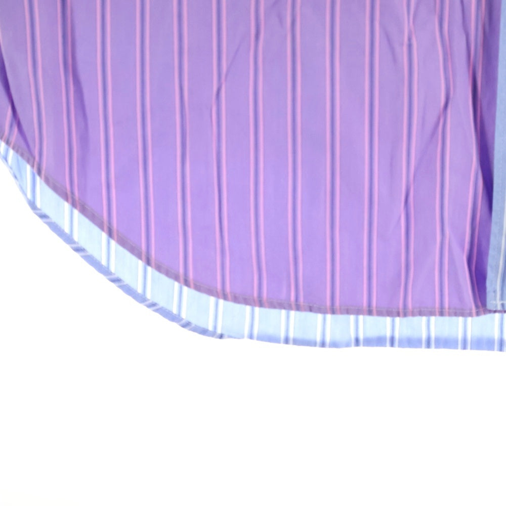 COMME des GARCONS HOMME(コムデギャルソンオム) 08AW AD2008 ストライプ 半袖ドッキングシャツ ブルー/パープル HB-B002