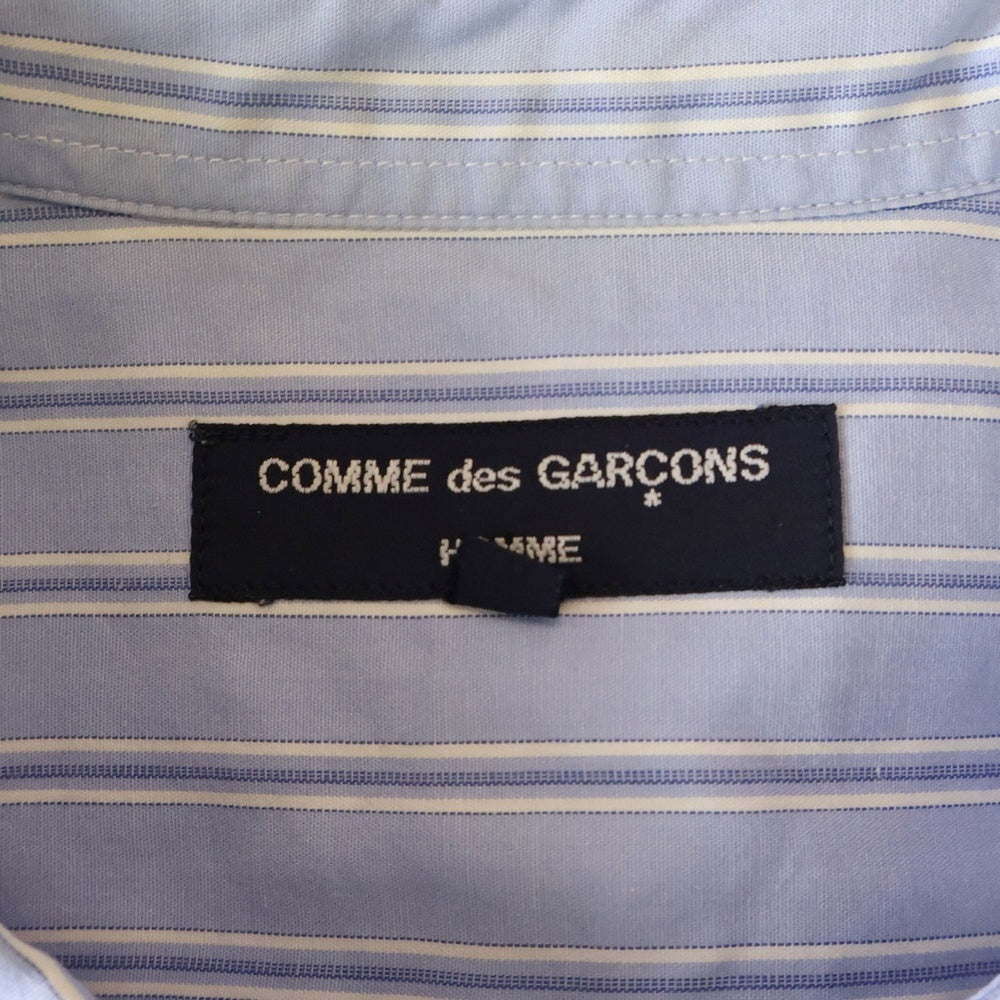 COMME des GARCONS HOMME(コムデギャルソンオム) 08AW AD2008 ストライプ 半袖ドッキングシャツ ブルー/パープル HB-B002