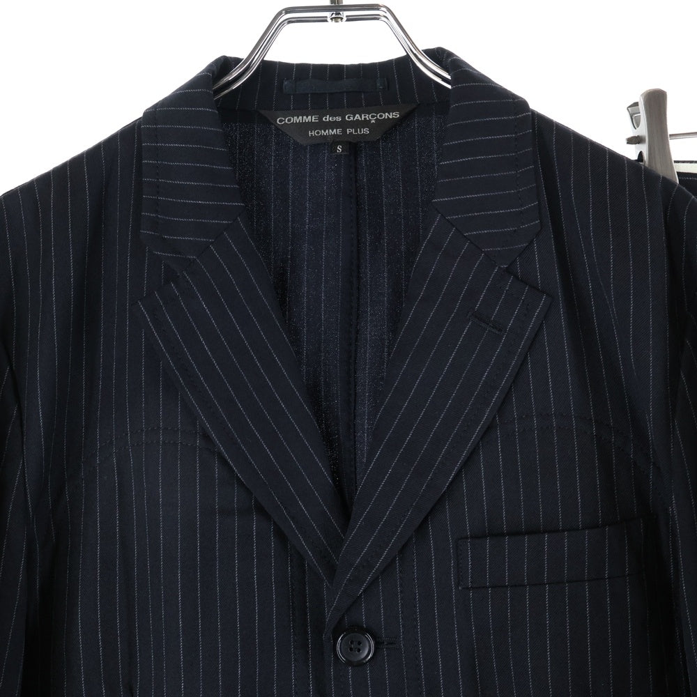 COMME des GARCONS HOMME PLUS(コムデギャルソンオムプリュス) 10AW AD2010 ウール ストライプ 3B シングルテーラードジャケット スラックスパンツ ブラック PF-J089/PF-P051