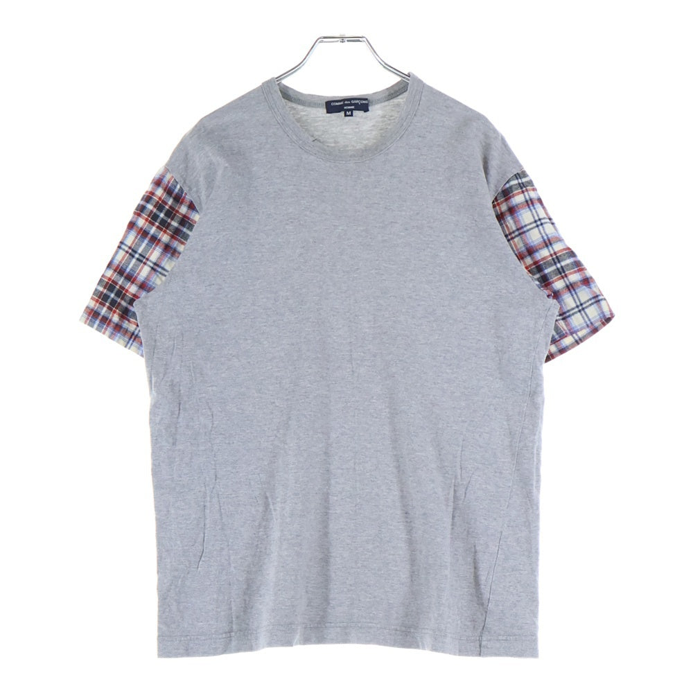 COMME des GARCONS HOMME(コムデギャルソンオム) 09AW AD2009 チェックスイッチング クルーネック 半袖Tシャツ カットソー グレー HD-T118