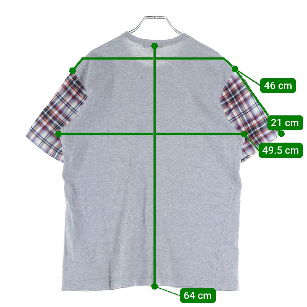 COMME des GARCONS HOMME(コムデギャルソンオム) 09AW AD2009 チェックスイッチング クルーネック 半袖Tシャツ カットソー グレー HD-T118