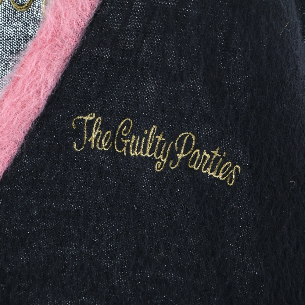 WACKO MARIA(ワコマリア) 10AW トランプガール刺繍 モヘアカーディガン ブラック/ピンク 10AW-KNT-07