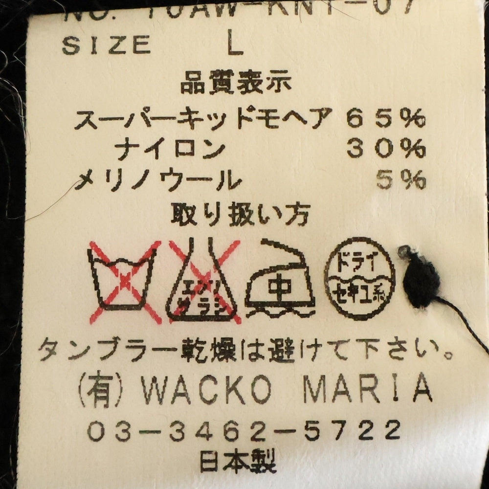 WACKO MARIA(ワコマリア) 10AW トランプガール刺繍 モヘアカーディガン ブラック/ピンク 10AW-KNT-07