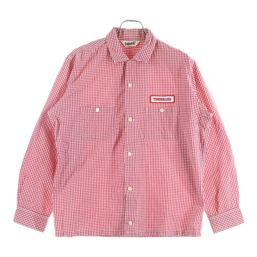 TENDERLOIN(テンダーロイン) ブロックチェック柄 長袖ボタンシャツ レッド/ホワイト