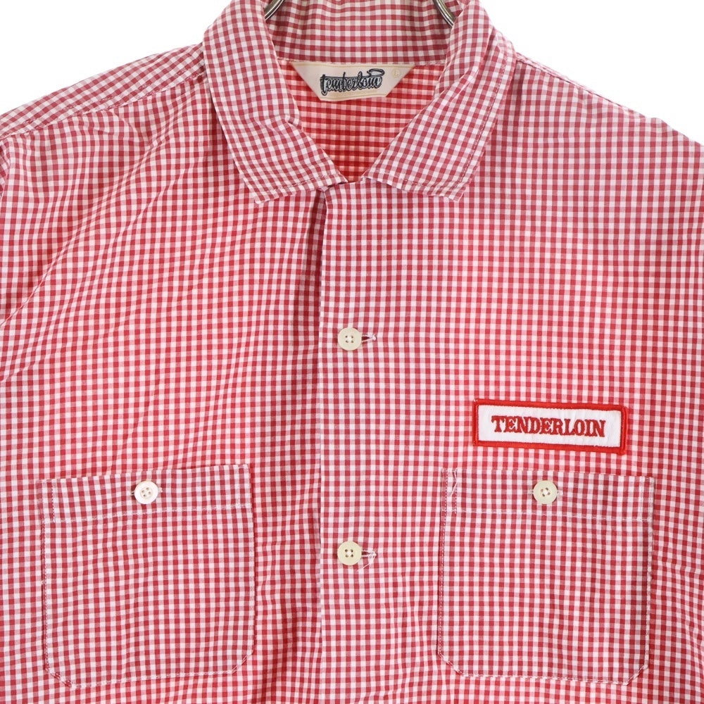 TENDERLOIN(テンダーロイン) ブロックチェック柄 長袖ボタンシャツ レッド/ホワイト