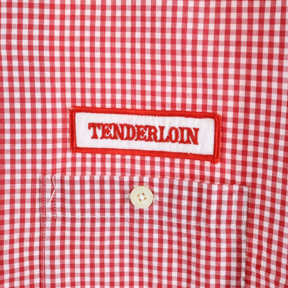 TENDERLOIN(テンダーロイン) ブロックチェック柄 長袖ボタンシャツ レッド/ホワイト