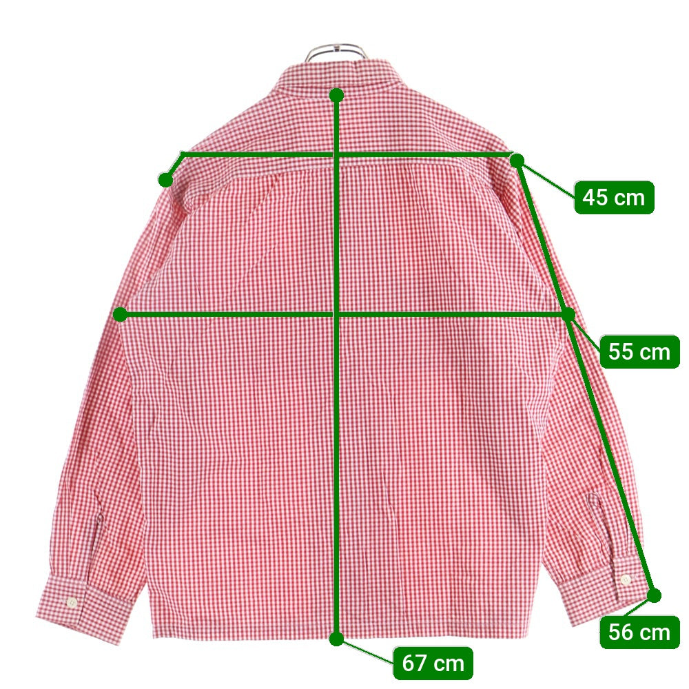 TENDERLOIN(テンダーロイン) ブロックチェック柄 長袖ボタンシャツ レッド/ホワイト