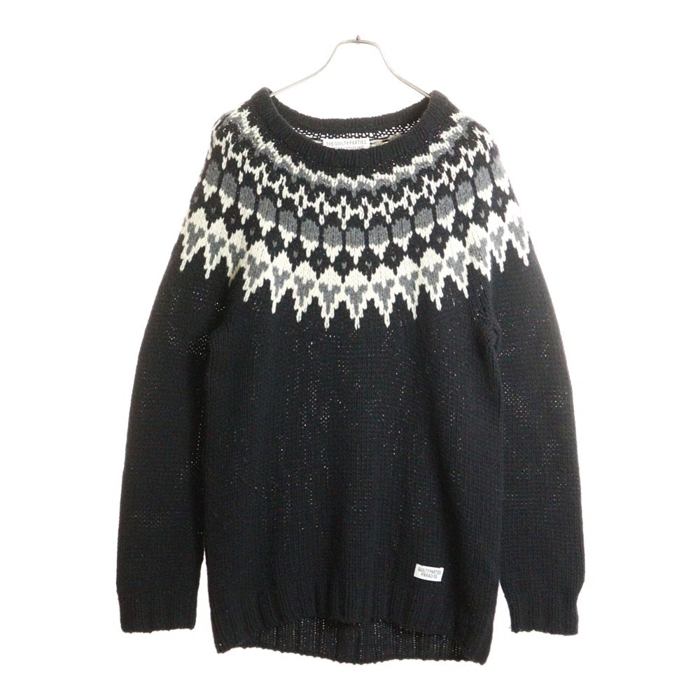 WACKO MARIA(ワコマリア) 16AW NORDIC SWEATER ノルディック柄 クルーネック ウールニットセーター ブラック 16FW-WMK-KN12