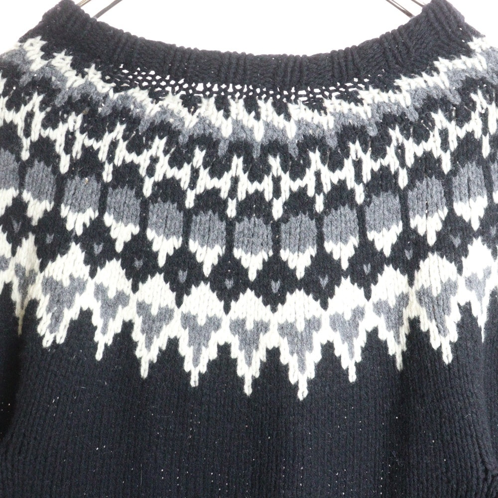 WACKO MARIA(ワコマリア) 16AW NORDIC SWEATER ノルディック柄 クルーネック ウールニットセーター ブラック 16FW-WMK-KN12
