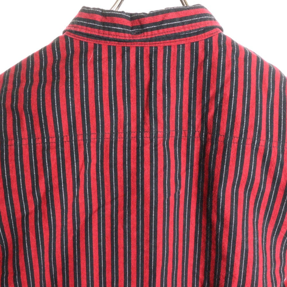TENDERLOIN(テンダーロイン) ストライプ柄 長袖フランネル ボタンダウンシャツ レッド/ブラック