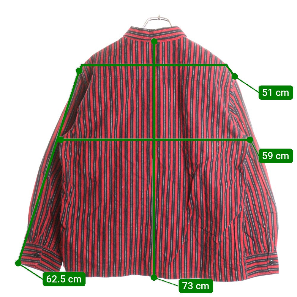 TENDERLOIN(テンダーロイン) ストライプ柄 長袖フランネル ボタンダウンシャツ レッド/ブラック