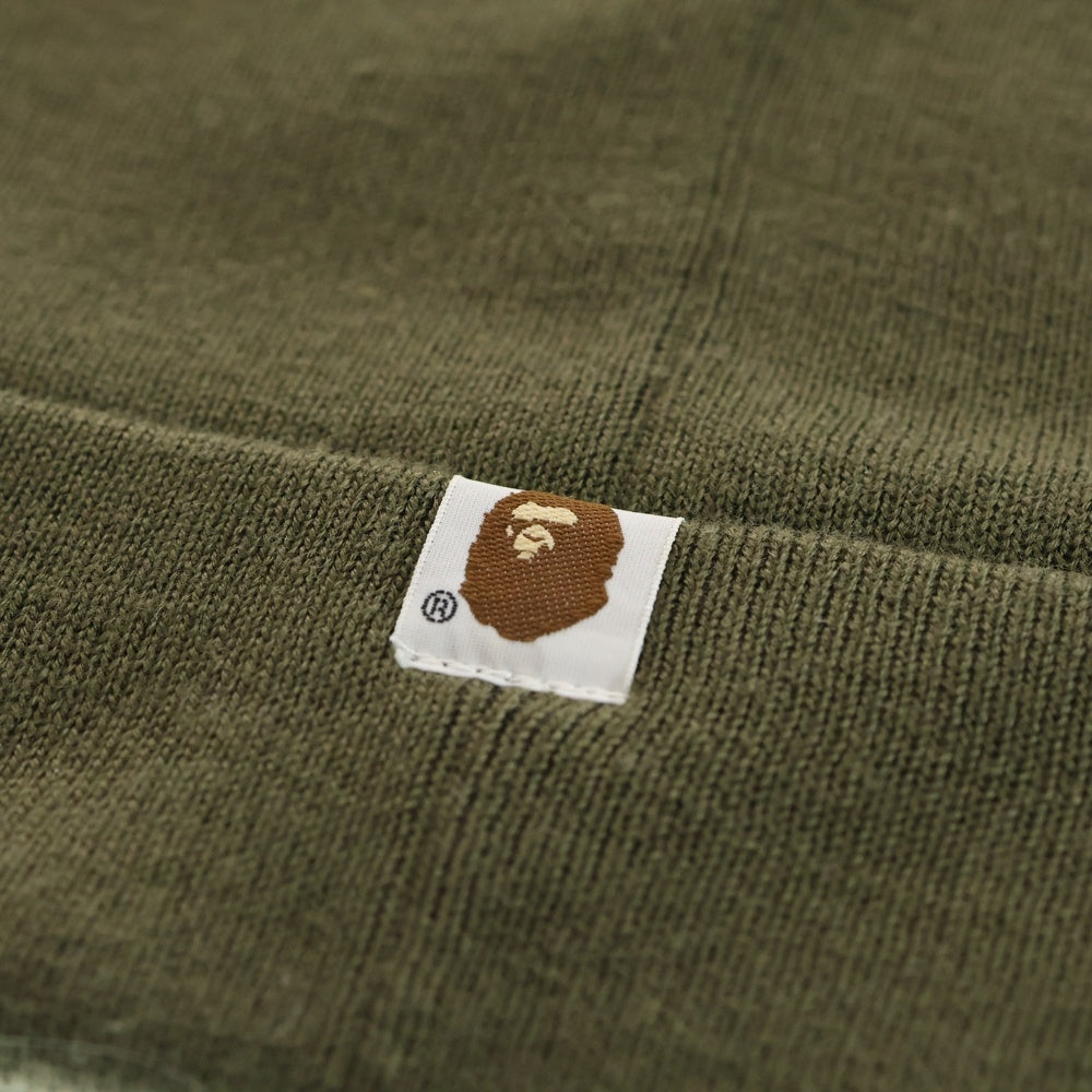 A BATHING APE(アベイシングエイプ) ヘットロゴエンブロイダリー ニットキャップ ビーニー カーキ