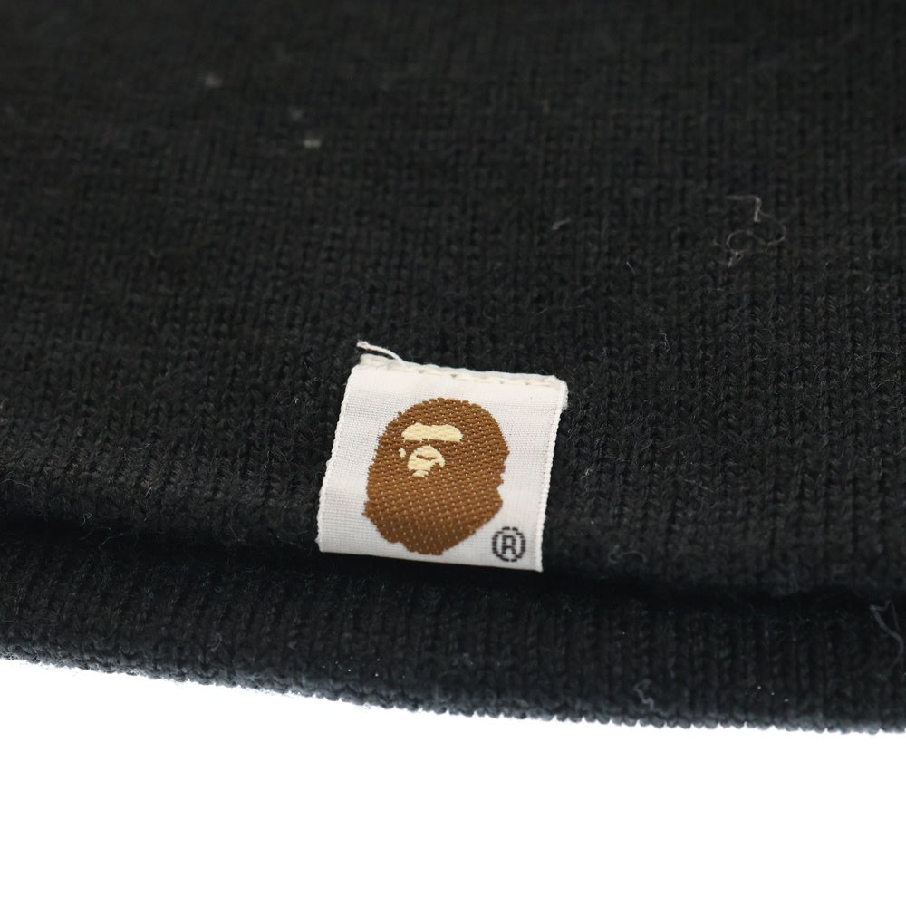 A BATHING APE(アベイシングエイプ) サンダーロゴ ニットキャップ ビーニー ブラック/ホワイト