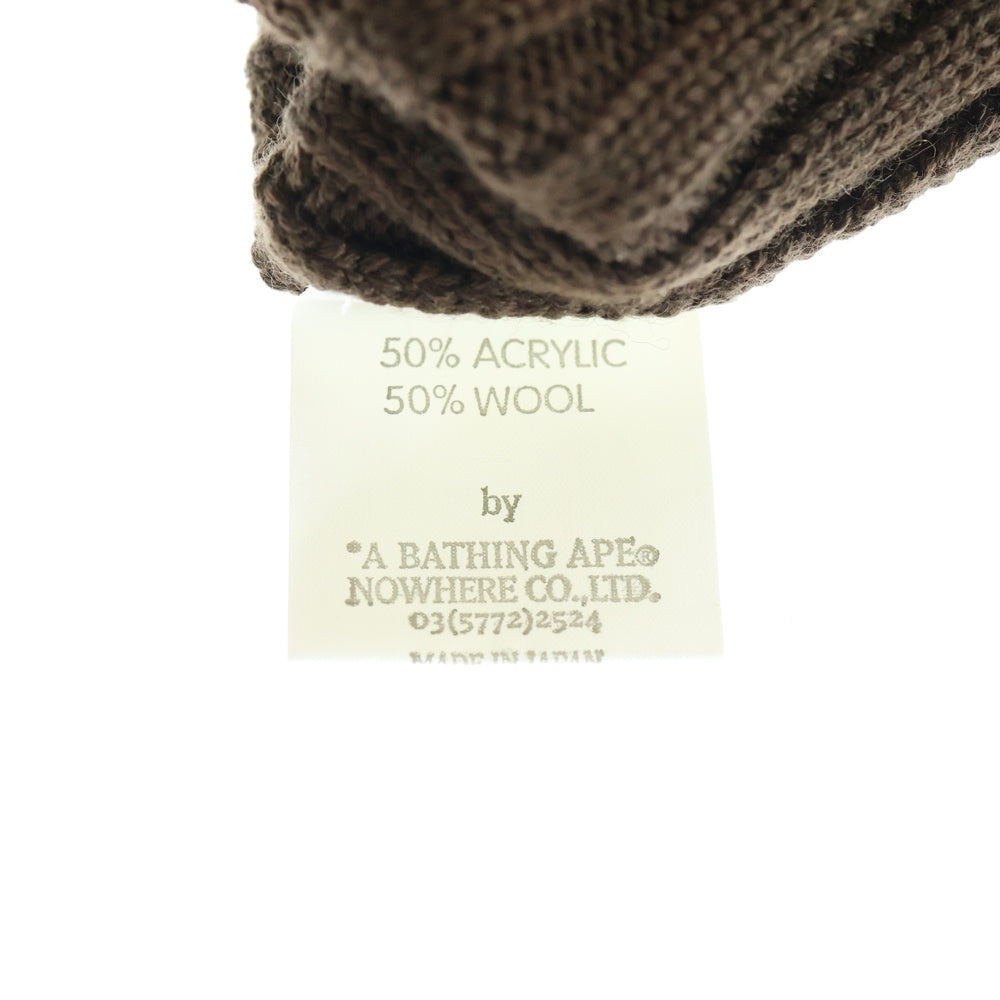 A BATHING APE(アベイシングエイプ) ビックヘットパッチ ニットキャップ ビーニー ブラウン