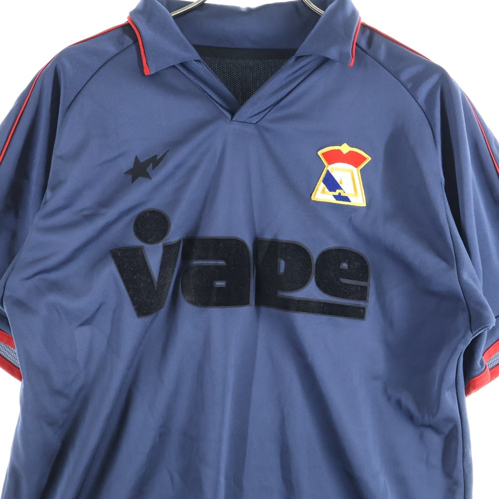 A BATHING APE(アベイシングエイプ) ロゴプリント スターエンブロイダリー メッシュ リバーシブル 半袖フットボールゲームTシャツ カットソー ブラック/ネイビー