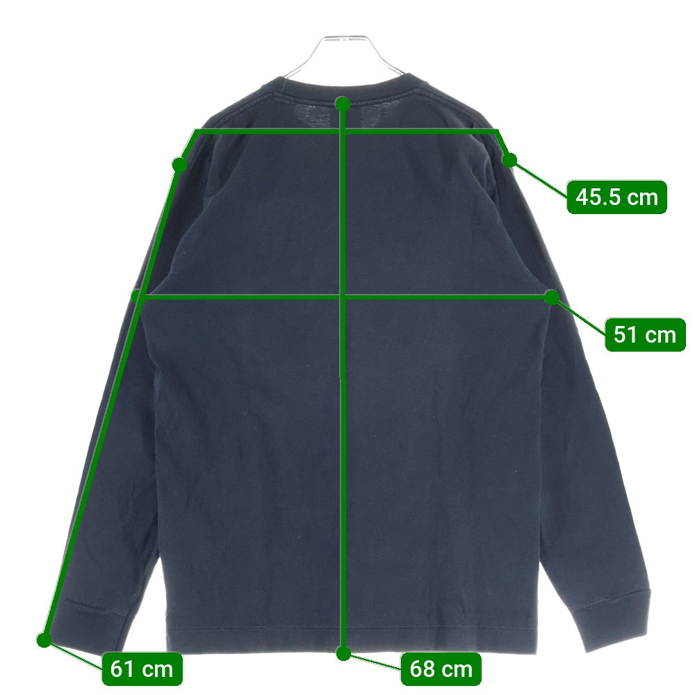 A BATHING APE(アベイシングエイプ) センター ロゴプリント クルーネック 長袖ロングスリーブTシャツ カットソー ブラック/オレンジ