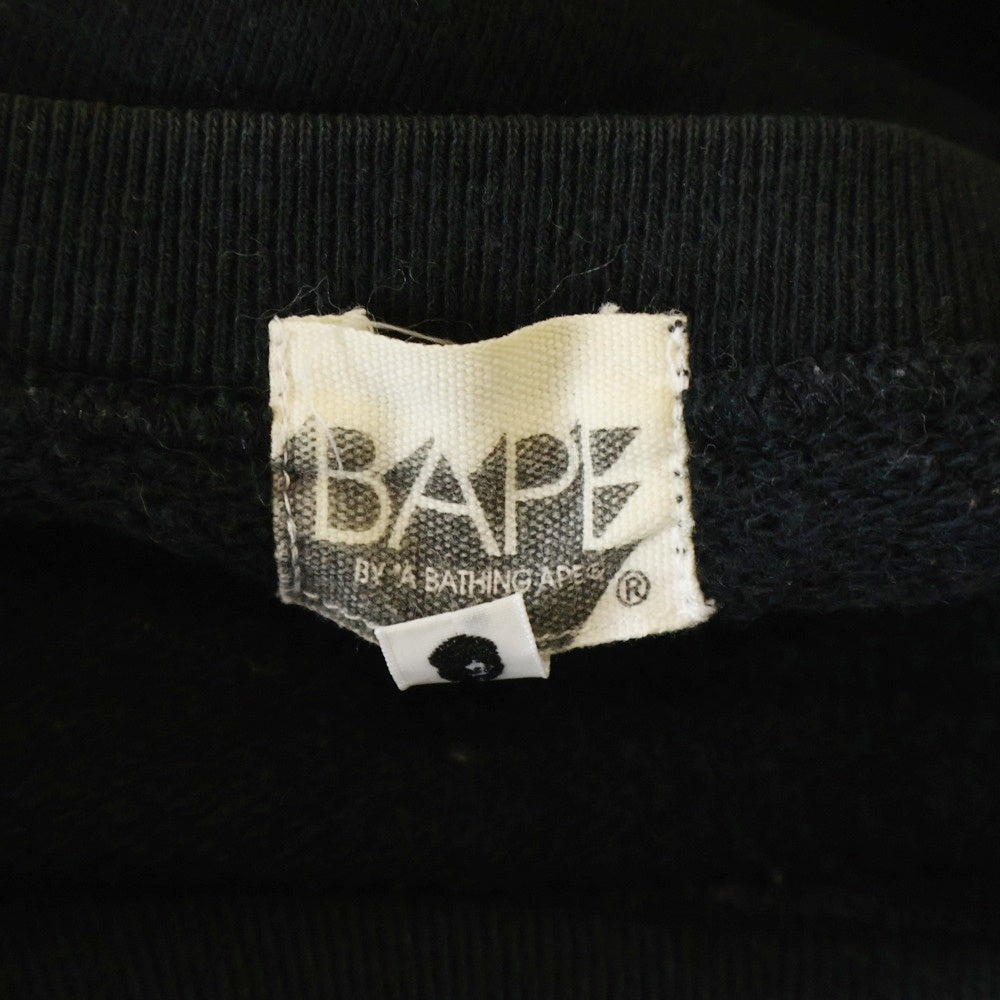 A BATHING APE(アベイシングエイプ) SHARK シャークロゴ プリント クルーネック リブスウェット ブラック