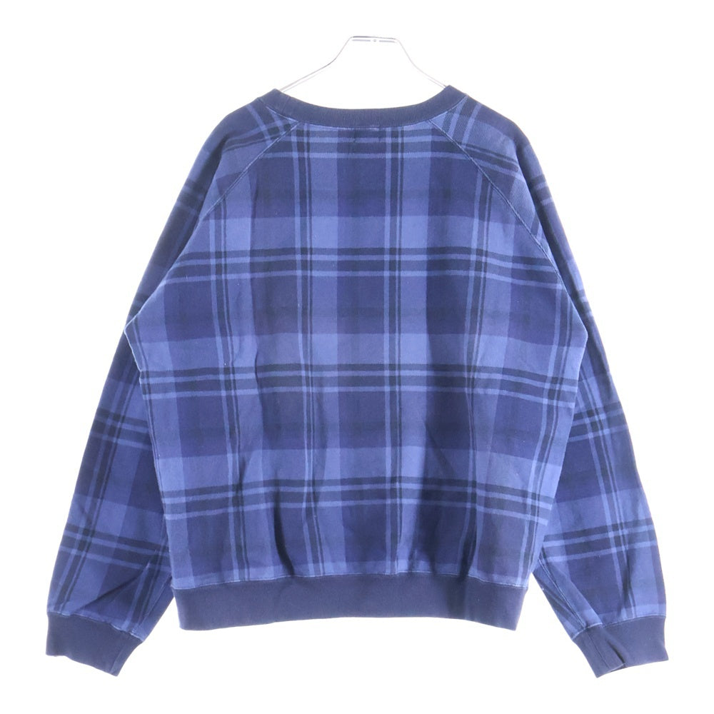 A BATHING APE(アベイシングエイプ) チェックデザイン クルーネック リブスウェット ブルー