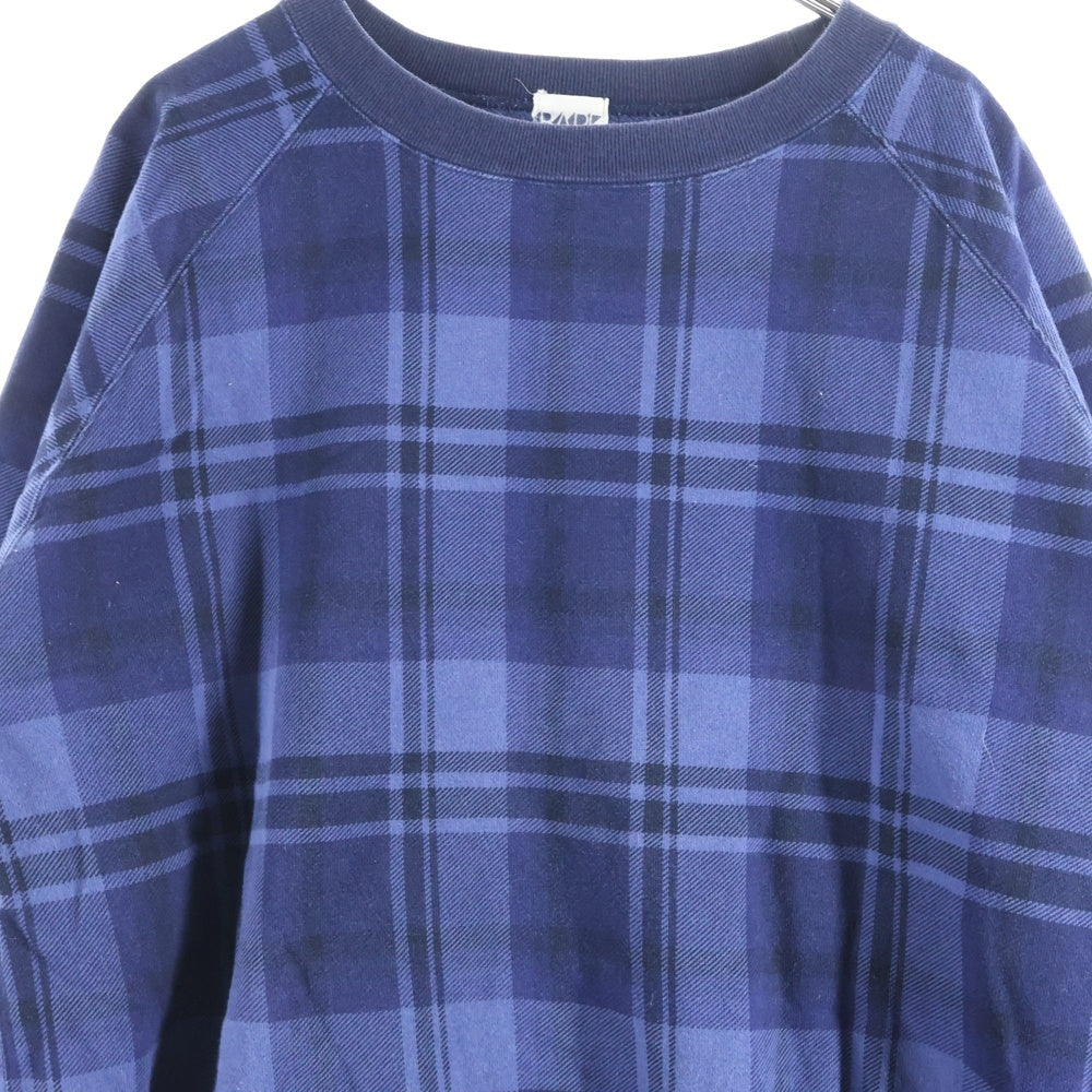 A BATHING APE(アベイシングエイプ) チェックデザイン クルーネック リブスウェット ブルー