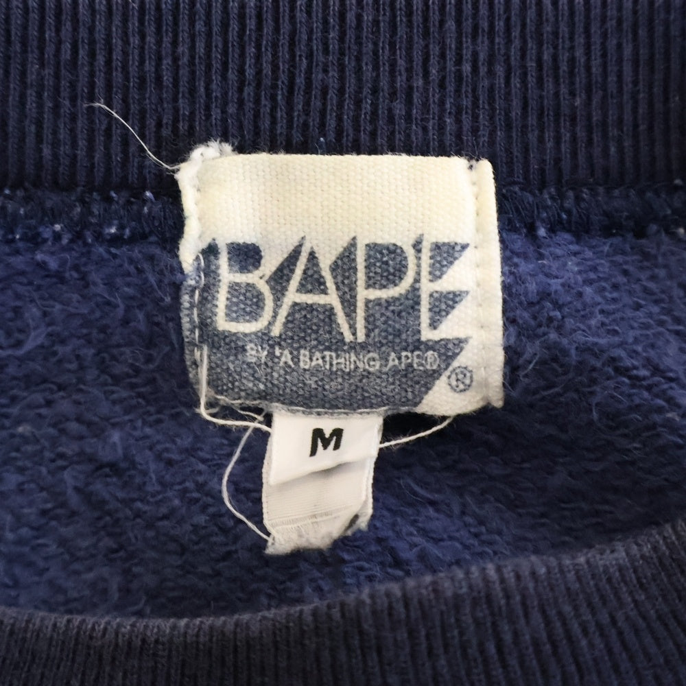 A BATHING APE(アベイシングエイプ) チェックデザイン クルーネック リブスウェット ブルー