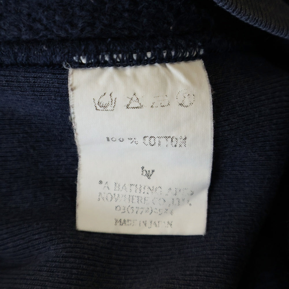 A BATHING APE(アベイシングエイプ) 猿顔ロゴプリント クルーネック リブスウェット ネイビー