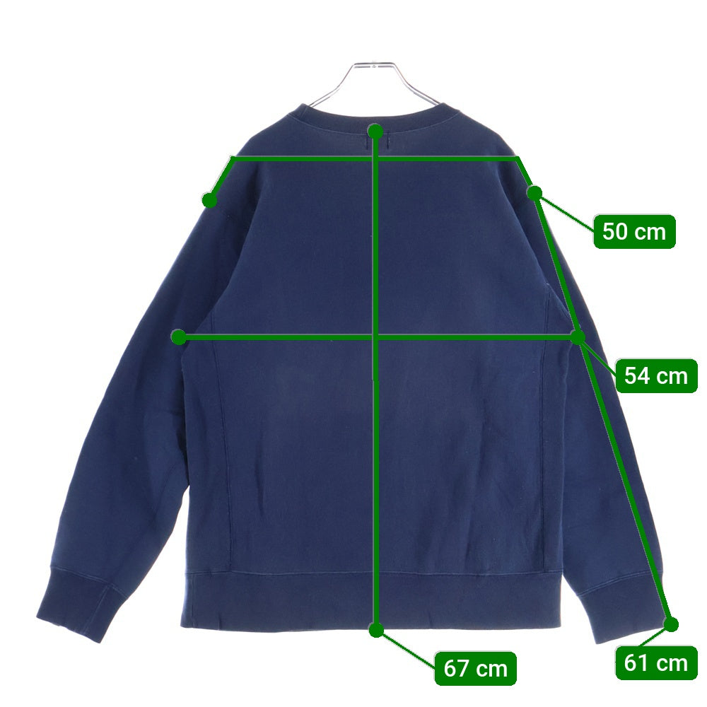 A BATHING APE(アベイシングエイプ) 猿顔ロゴプリント クルーネック リブスウェット ネイビー