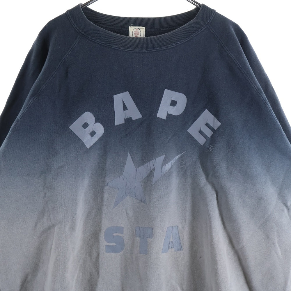 A BATHING APE(アベイシングエイプ) BAPE STA ベイプスター ロゴ グラデーション クルーネック リブスウェット ネイビー/グレー